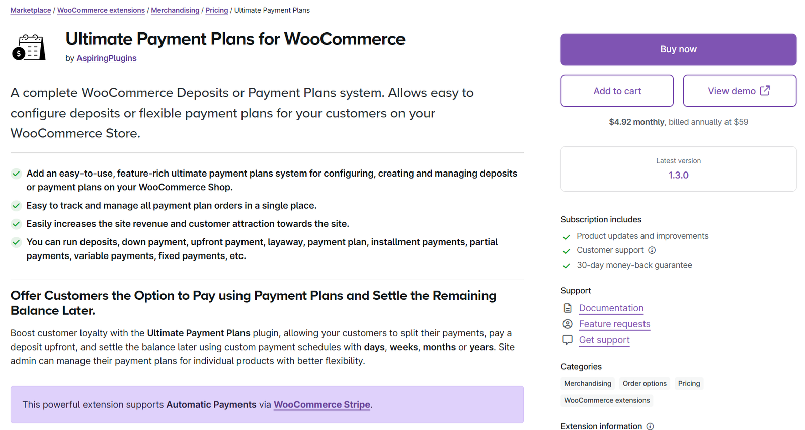 WooCommerce Deposits and Payment Plans - Lite - 1